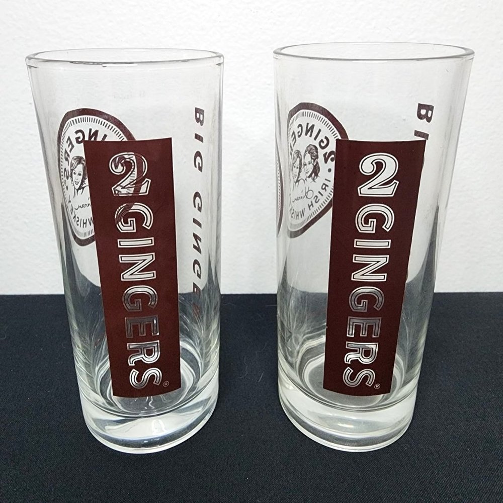 Tall Highball Bar Glasses 2 Gingers Two Piece Set 6 Inch Excellent Condition